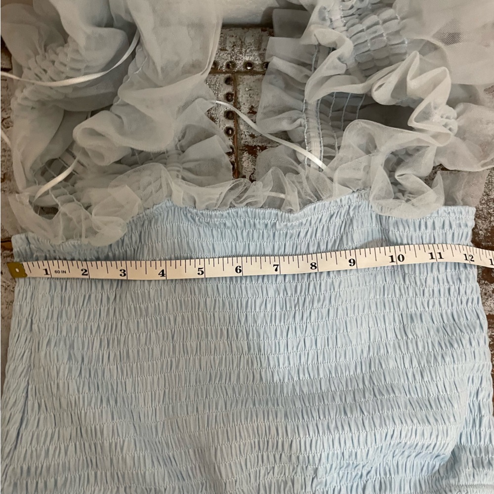 Mable Fiori Light Blue Tulle Tiered Maxi Dress - Picture 7 of 10
